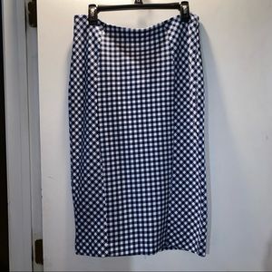 New York and Company Navy Blue and White Checkered Stretch Skirt - 10